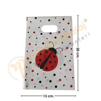 Uğur Böceği Desenli Hediyelik Poşet 13x20 cm