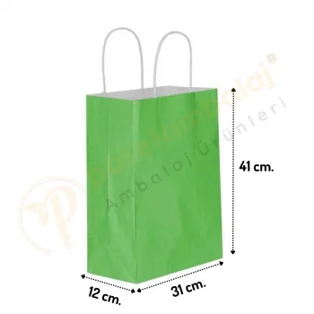 Yeşil Kraft Çanta Büyük Boy 31x12x41 cm 25 Adet