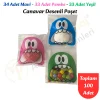 100 Adet Mavi-Pembe-Yeşil Renkli Canavar Desenli Cake Pop & Kurabiye Poşeti-10x15 cm