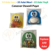 100 Adet Sarı-Mavi-Yeşil Renkli Canavar Desenli Cake Pop & Kurabiye Poşeti-10x15 cm