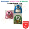 30 Adet Mavi-Pembe-Yeşil Renkli Canavar Desenli Cake Pop & Kurabiye Poşeti-10x15 cm