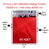35x50 cm Kırmızı Renk Bantlı Lüks Metalize Hediyelik Poşet (50 Adet)