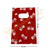 Kırmızı Kurdela Desenli Hediyelik Poşet 10x15 cm