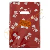 Kırmızı Kurdela Desenli Hediyelik Poşet 10x15 cm