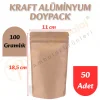 Kraft Alüminyum Doypack 11x18,5x7 cm (50 Adet)