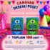 100 Adet Mavi-Yeşil Renkli Canavar Desenli Cake Pop & Kurabiye Poşeti-10x15 cm