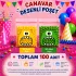 100 Adet Sarı-Yeşil Renkli Canavar Desenli Cake Pop & Kurabiye Poşeti-10x15 cm