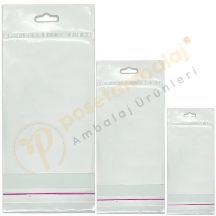 10x50 cm (Kapalı Hali 10x40 cm) 1.000 Adet OPP Askılı Meksika Şapkalı Poşet