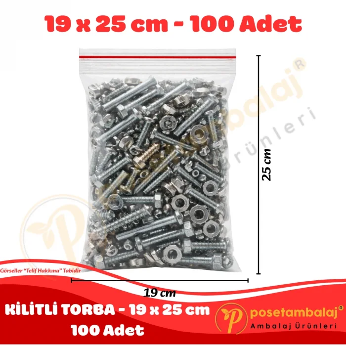 19x25 cm. Kilitli Torba (100 Adet)