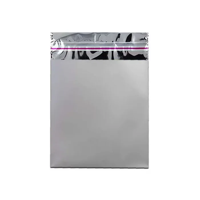 20x25 cm Gümüş Renk Bantlı Lüks Metalize Hediyelik Poşet (50 Adet)