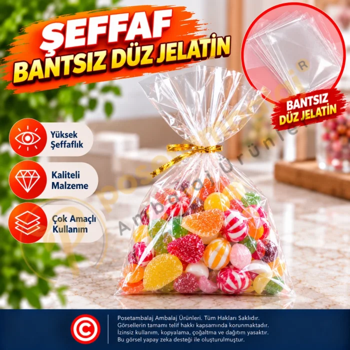 50x70 cm. Şeffaf Bantsız Düz Jelatin / 1 kg.