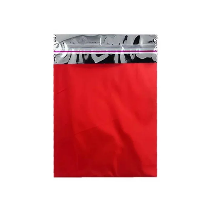 50x70 cm Kırmızı Renk Bantlı Lüks Metalize Hediyelik Poşet (50 Adet)