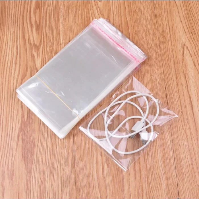 9x20+5 cm.(9x25) 1.000 Adet Şeffaf Bantlı Yapışkanlı OPP Poşet