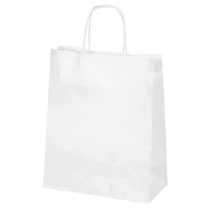 Beyaz Kraft Çanta Orta Boy 25x12x31 cm 25 Adet