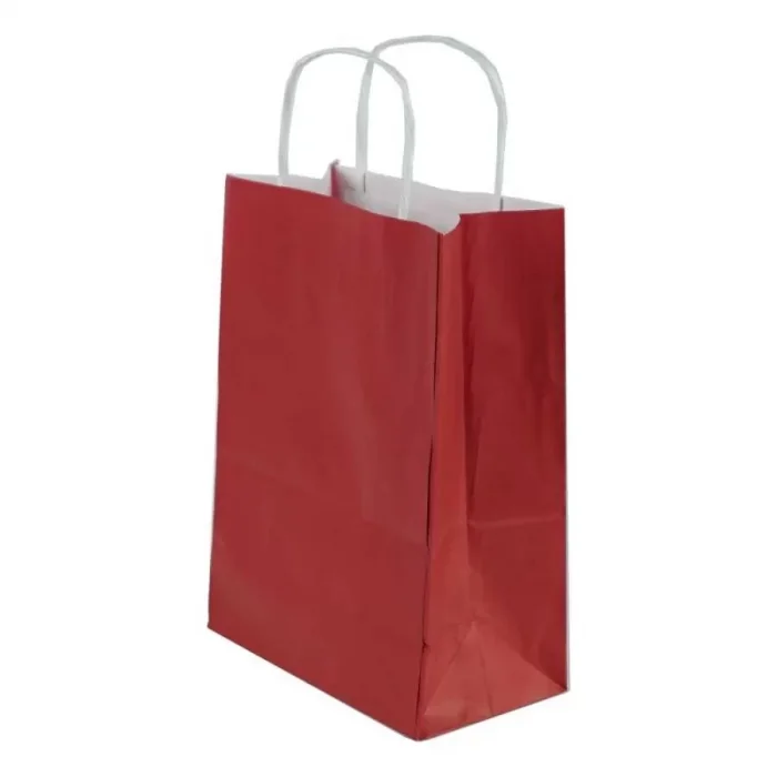 Bordo Kraft Çanta Orta Boy 25x12x31 cm 25 Adet