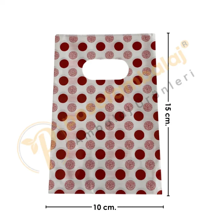 Bordo Yuvarlak Desenli Takı Poşeti 10x15 cm | Hediyelik