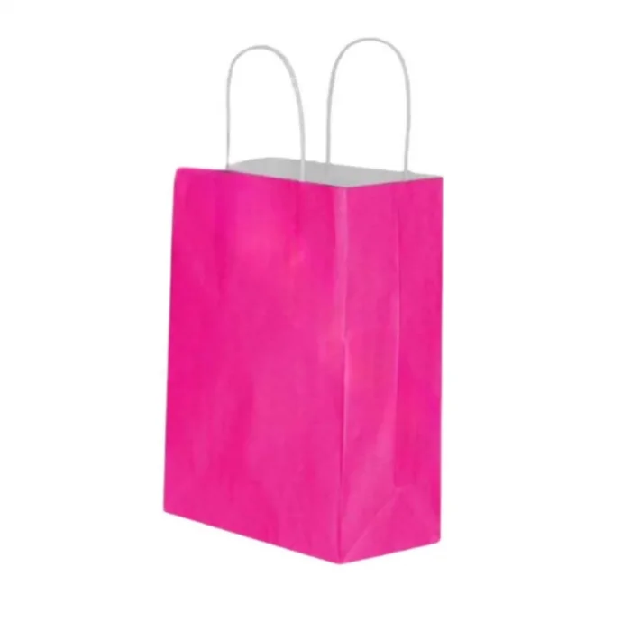 Fuşya Kraft Çanta Orta Boy 25x12x31 cm 25 Adet