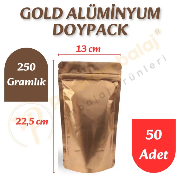 Gold Alüminyum Doypack 13x22,5x7 cm (50 Adet)