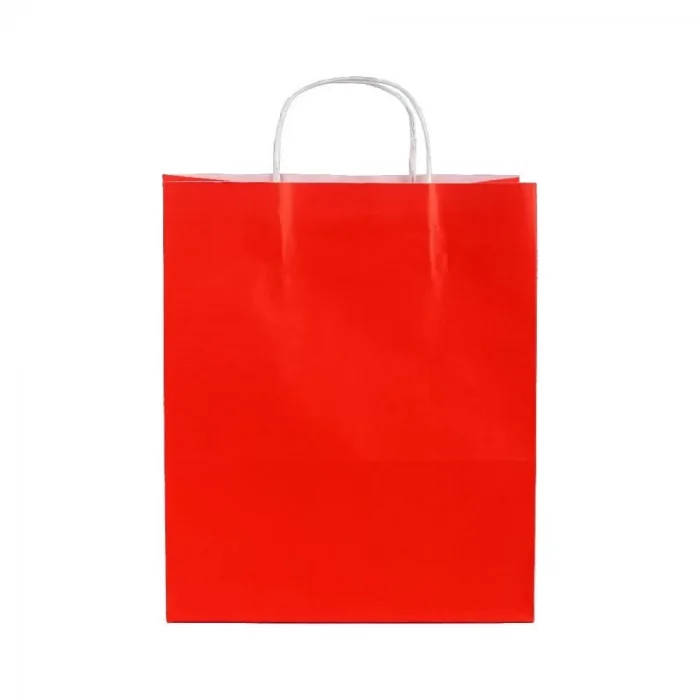 Kırmızı Kraft Çanta Orta Boy 25x12x31 cm 25 Adet