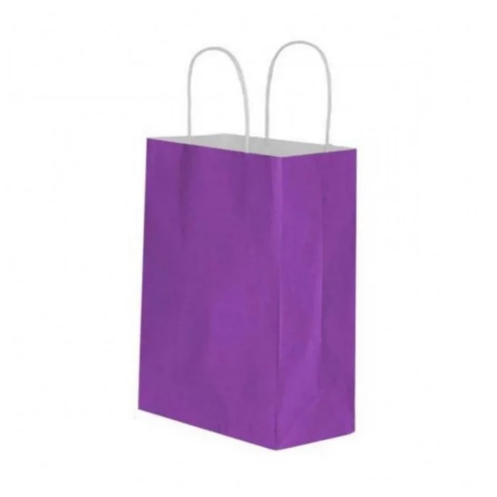 Lila Kraft Çanta Küçük Boy 18x8x24 cm 25 Adet