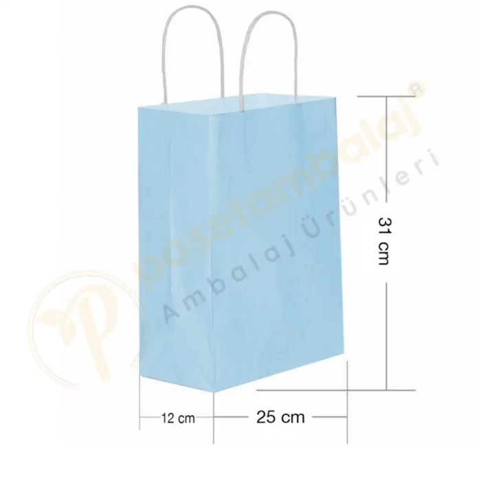 Mavi Kraft Çanta Orta Boy 25x12x31 cm 25 Adet