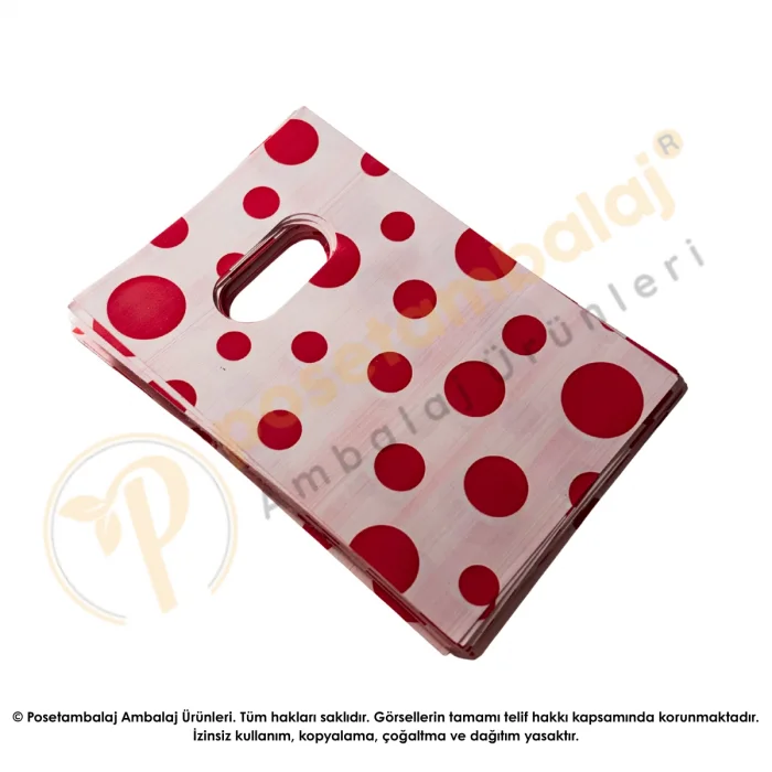 Pembe Puantiye Desenli Hediyelik Poşet 10x15 cm