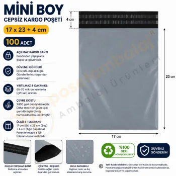 17x23+4 cm (17x27) Cepsiz Kargo Poşeti 100 Adet