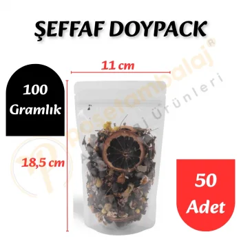 Şeffaf Doypack 11x18,5x7 cm (50 Adet)
