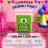 1.000 Adet Yeşil Canavar Desenli Cake Pop & Kurabiye Poşeti-10x15 cm