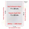 11x20+5 cm.(11x25) 1.000 Adet Şeffaf Bantlı Yapışkanlı OPP Poşet