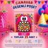 25 Adet Pembe Canavar Desenli Cake Pop & Kurabiye Poşeti-10x15 cm