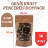 Geniş Kraft Pencereli Doypack 25x34x12 cm (50 Adet)