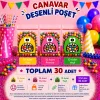 30 Adet Sarı-Pembe-Yeşil Renkli Canavar Desenli Cake Pop & Kurabiye Poşeti-10x15 cm