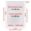 4x25+5 cm.(4x30) 1.000 Adet Şeffaf Bantlı Yapışkanlı OPP Poşet