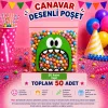 50 Adet Yeşil Canavar Desenli Cake Pop & Kurabiye Poşeti-10x15 cm