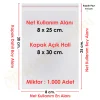 8x25+5 cm.(8x30) 1.000 Adet Şeffaf Bantlı Yapışkanlı OPP Poşet