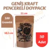 Geniş Kraft Pencereli Doypack 11x18,5x7 cm (50 Adet)
