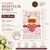 Kırmızı Fiyonk & Kalp Desenli Hediyelik Poşet 10x15 cm