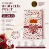 Kırmızı Fiyonk & Kalp Desenli Hediyelik Poşet 13x20 cm