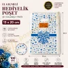 Mavi Fiyonk Kalp Desenli Hediyelik Poşet 13x20 cm