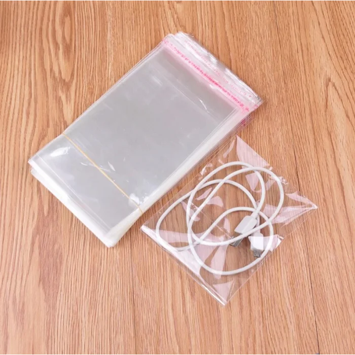 6x15+5 cm.(6x20) 50 Adet Şeffaf Bantlı Yapışkanlı OPP Poşet