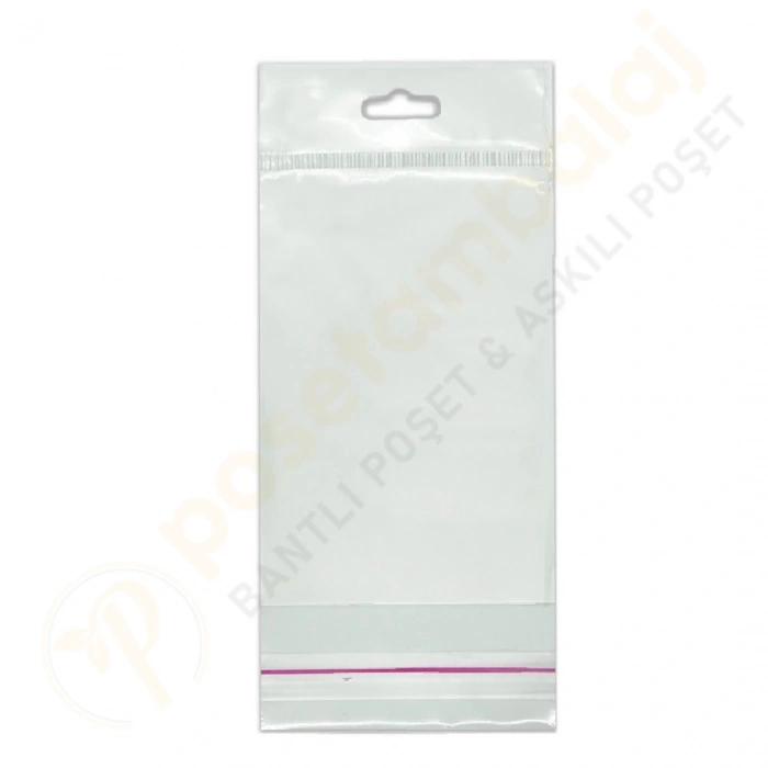5x25 cm (Kapalı Hali 5x15 cm) 1.000 Adet OPP Askılı Meksika Şapkalı Poşet
