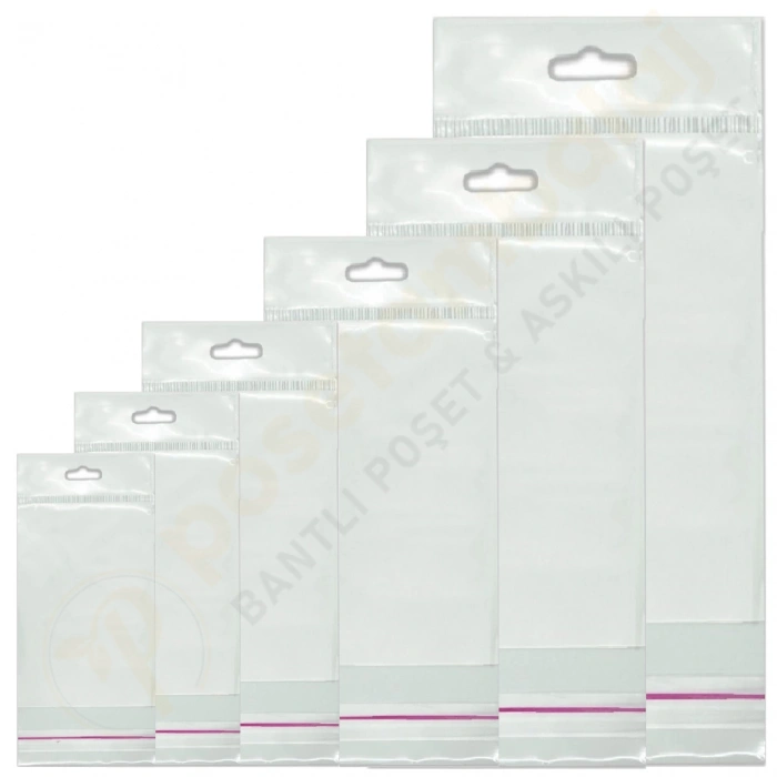 6x25 cm (Kapalı Hali 6x15 cm) 1.000 Adet Askılı Poşet - Meksika Şapkalı Poşet