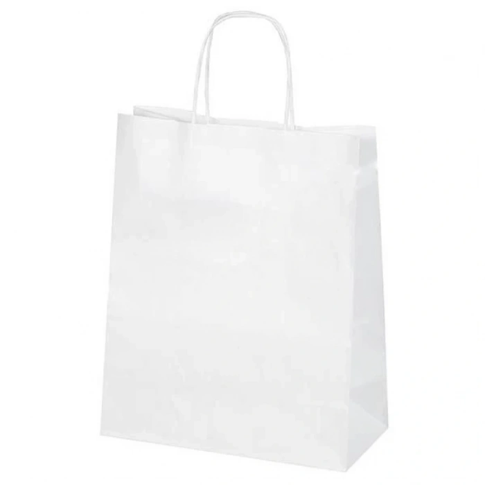Beyaz Kraft Çanta Büyük Boy 31x12x41 cm 25 Adet