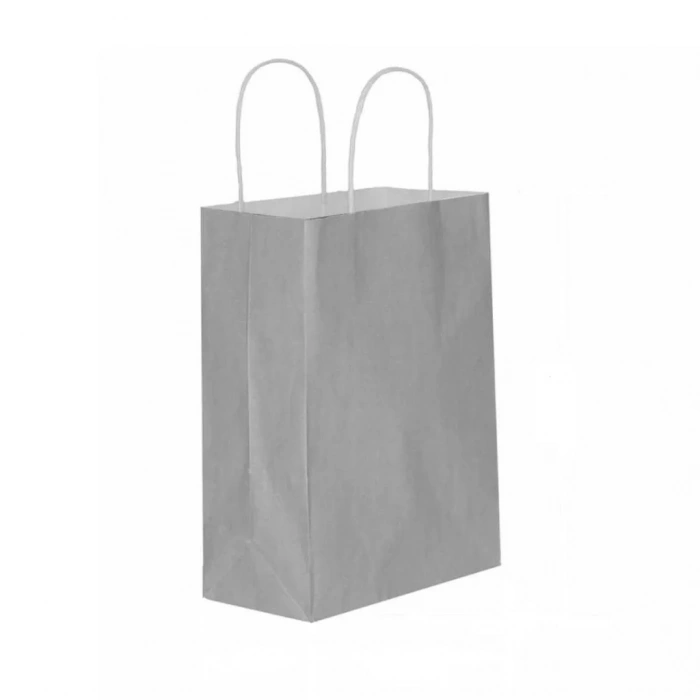 Gümüş Kraft Çanta Orta Boy 25x12x31 cm 25 Adet
