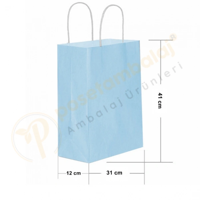Mavi Kraft Çanta Büyük Boy 31x12x41 cm 25 Adet
