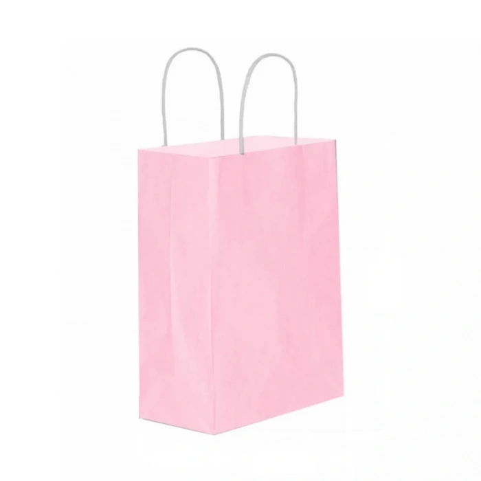 Pembe Kraft Çanta Orta Boy 25x12x31 cm 25 Adet