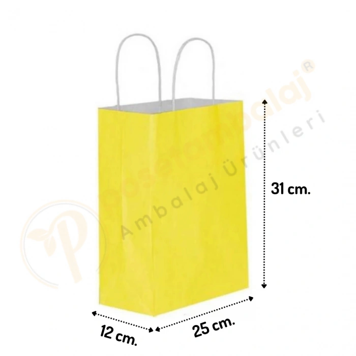 Sarı Kraft Çanta Orta Boy 25x12x31 cm 25 Adet