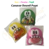 30 Adet Sarı-Pembe-Yeşil Renkli Canavar Desenli Cake Pop & Kurabiye Poşeti-10x15 cm