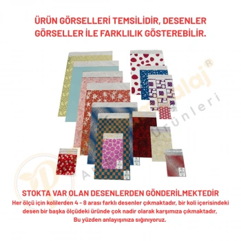 17x25 cm. Bantlı Desenli Metalize Hediye Poşeti - 100 Adet